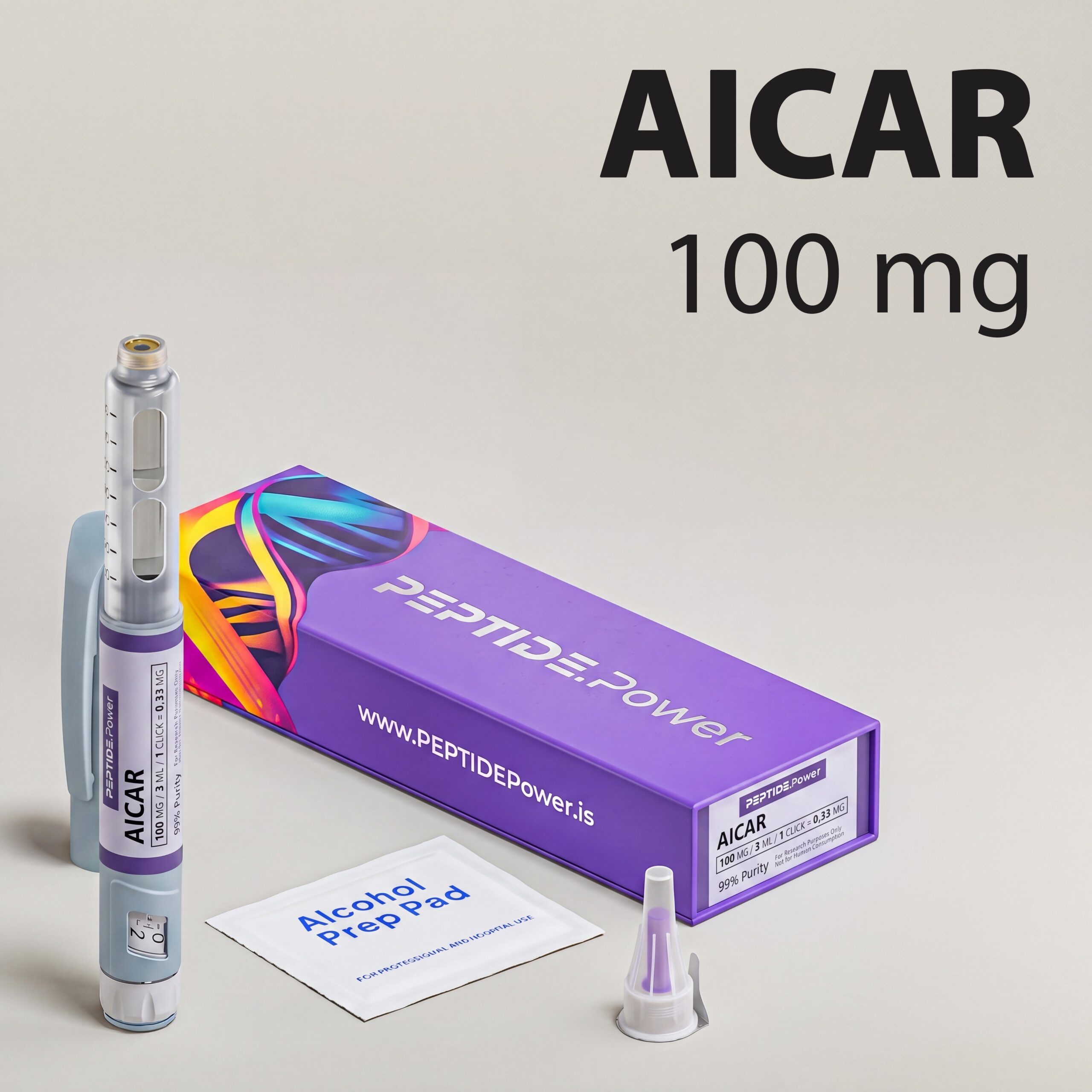 AICAR - PEPTIDE.Power AICAR: 100 mg - Pre-Mixed Research Peptide Pen, 99%+ Purity (CoA) | PEPTIDE.Power