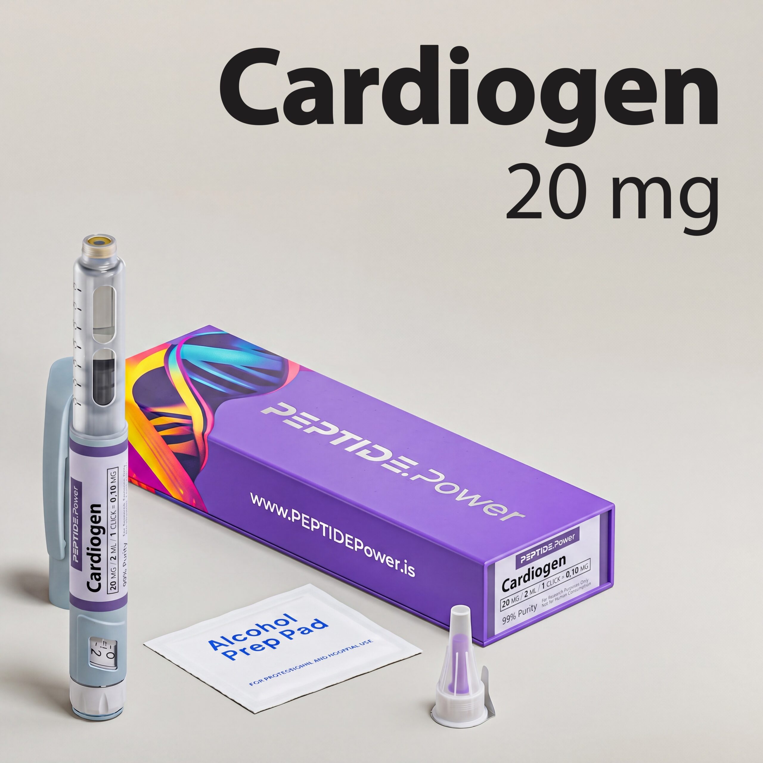Cardiogen - PEPTIDE.Power Cardiogen: 20 mg - Pre-Mixed Research Peptide Pen, 99%+ Purity (CoA) | PEPTIDE.Power