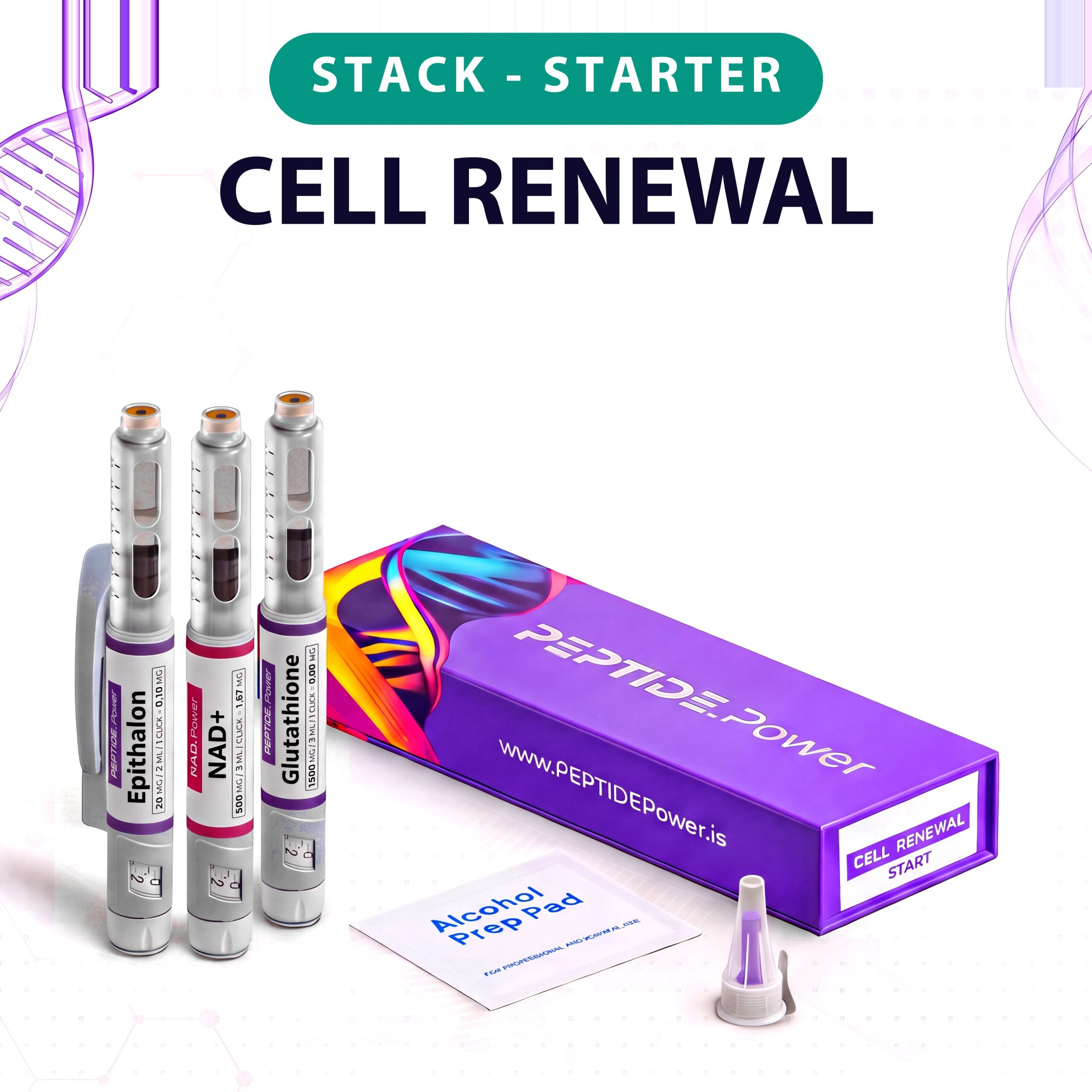 Cell Renewal - Start - PEPTIDE.Power Cell Renewal - Start - Pre-Mixed Research Peptide Pen, 99%+ Purity (CoA) | PEPTIDE.Power