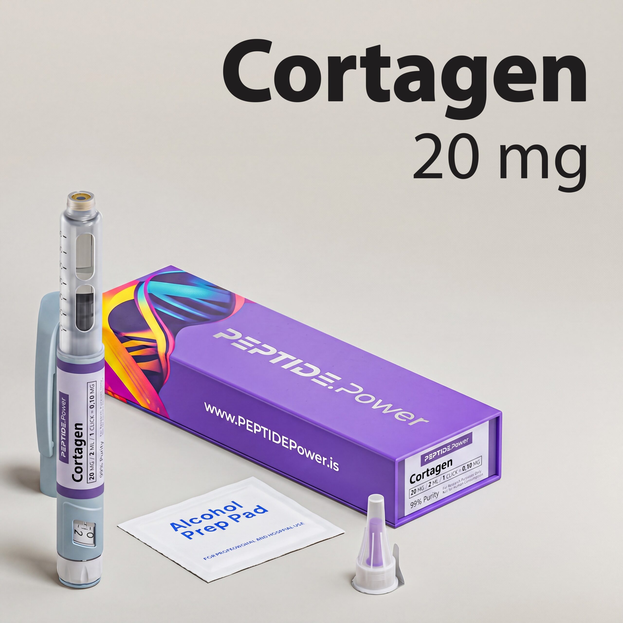 Cortagen - PEPTIDE.Power Cortagen: 20 mg - Pre-Mixed Research Peptide Pen, 99%+ Purity (CoA) | PEPTIDE.Power