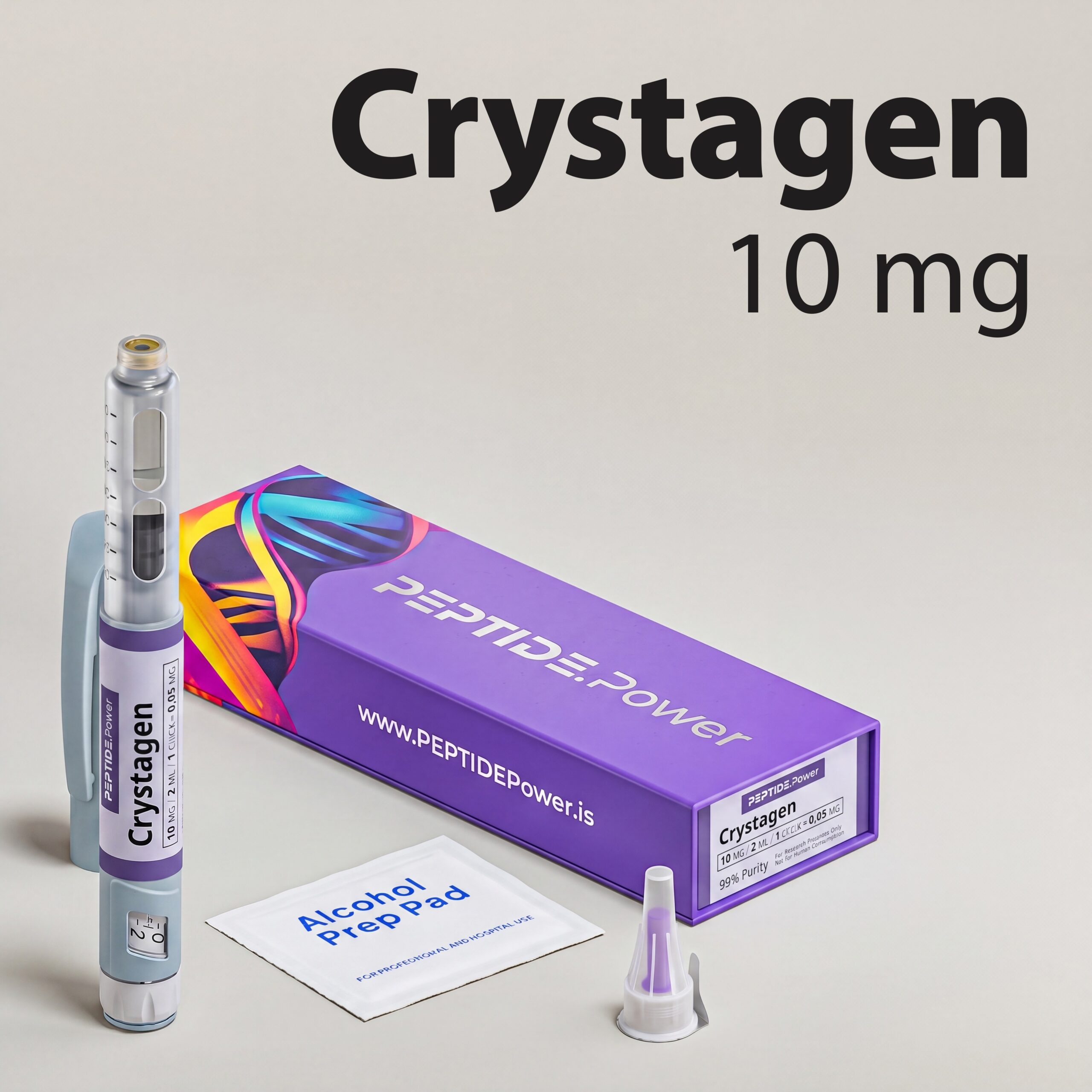 Crystagen - PEPTIDE.Power Crystagen: 10 mg - Pre-Mixed Research Peptide Pen, 99%+ Purity (CoA) | PEPTIDE.Power