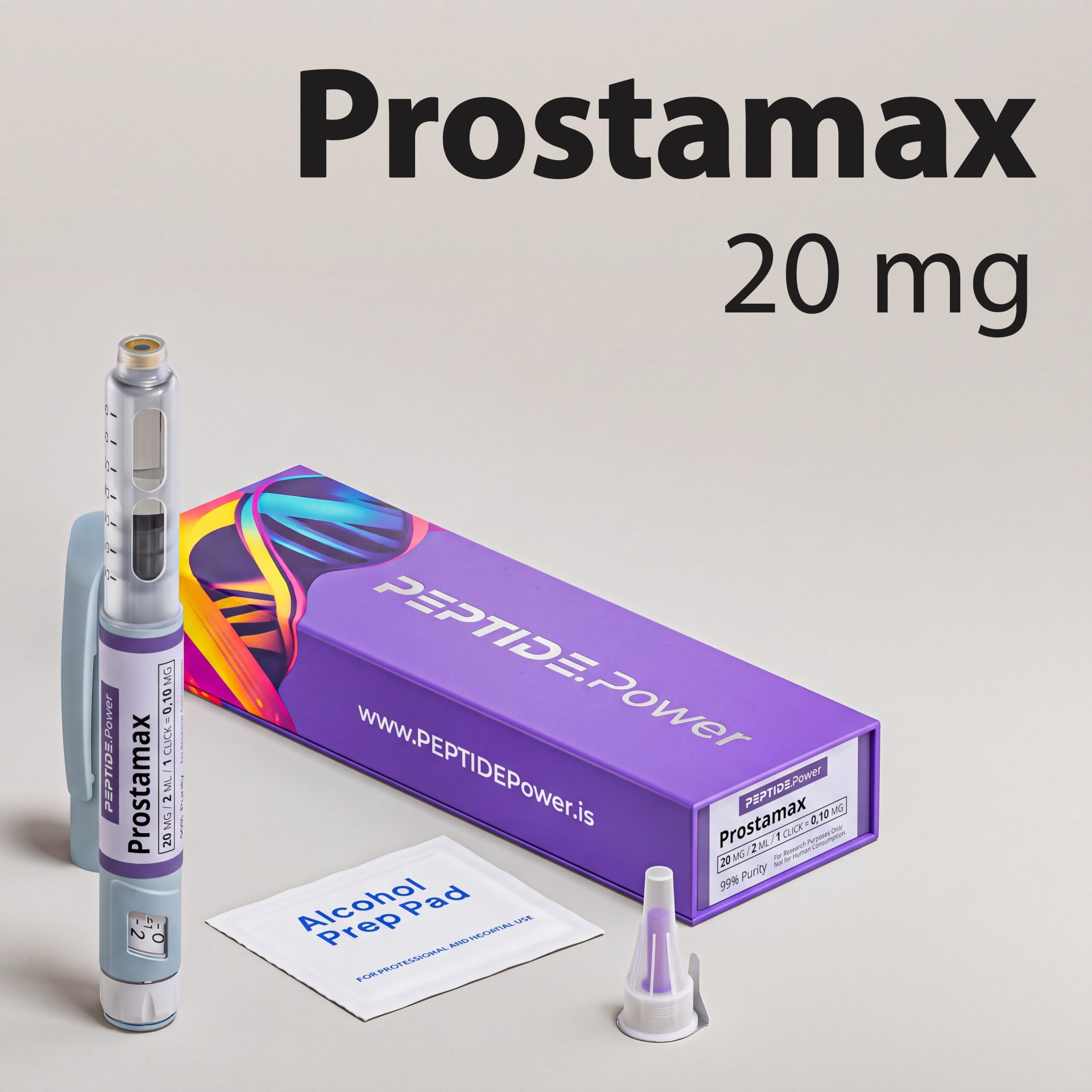 Prostamax - PEPTIDE.Power Prostamax: 20 mg - Pre-Mixed Research Peptide Pen, 99%+ Purity (CoA) | PEPTIDE.Power